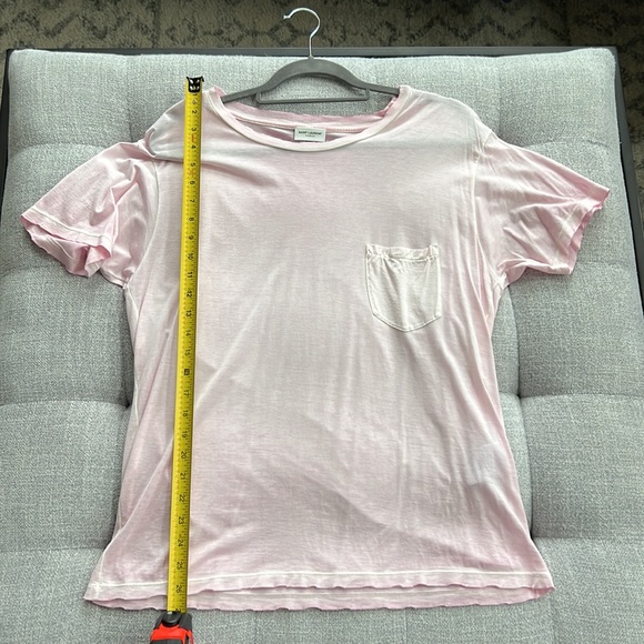 Saint Laurent YSL Distressed Pocket Tee - Rose - Picture 9 of 11